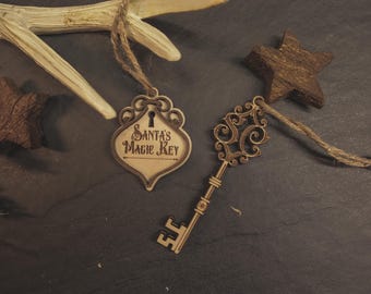 Santa's Key, Christmas Ornament, 2024 Ornament, Cottagecore Ornament, layered ornament, pet ornament, animal ornament, wooden ornament Santa
