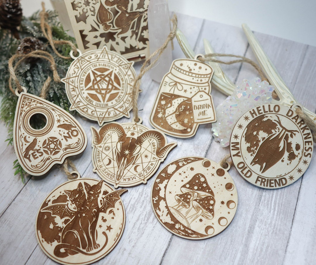 Dark Witch Ornament Set With Box, Witchcraft Christmas Ornaments, Yule ...