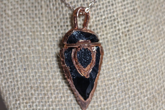 Obsidian Arrowhead Necklace Dragonglass Necklace Obsidian - Etsy