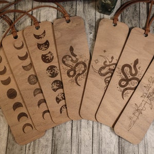 Walnut Fantasy Wooden Bookmark, Witchy Bookmark, Reader&#39;s Gift, Writer Gift, Bookish Gift, Bookish merch, Fantasy Book Merch