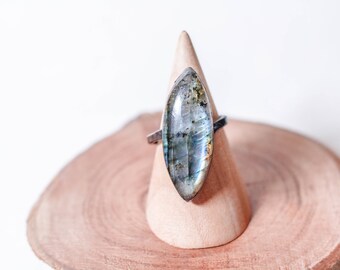 Labradorite Ring, Electroformed Ring, Witchy Jewelry, Witchcraft Jewelry, Wiccan Ring, Pagan Jewelry, Dark Mori, Strega Ring, Crystal Ring