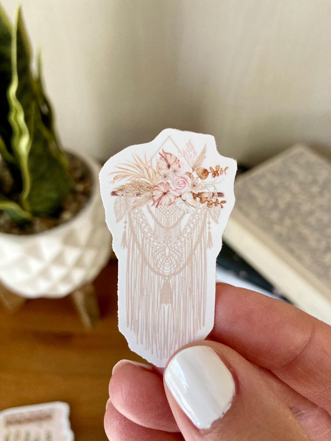 Boho Vibes Sticker, Floral Boho Sticker - Flowers and Macrame - Etsy