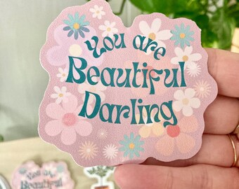 Floral Water Bottle Sticker, Pink Daisy Vinyl Sticker