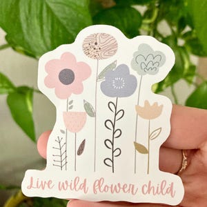 Flower sticker, plant sticker, floral sticker, wildflower sticker, , vinyl sticker, pastel sticker
