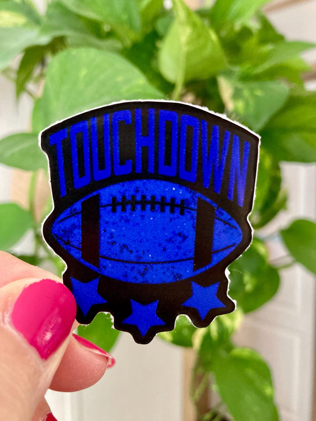 Touchdown Football Sticker, Dark Royal Blue Vinyl, Sports Decal - Etsy