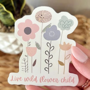 Flower sticker, plant sticker, floral sticker, wildflower sticker, , vinyl sticker, pastel sticker