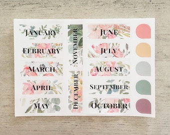 Monthly Sticker Pack, Stickers For Planner, Floral Sticker Sheet