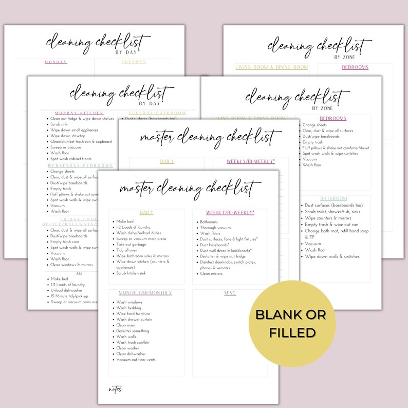 Printable Cleaning Bundle-cleaning Schedule, Editable Cleaning ...