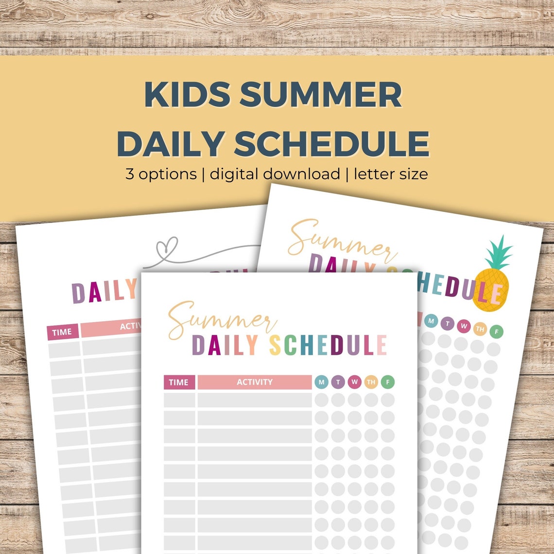 Kids Daily Summer Schedule Template