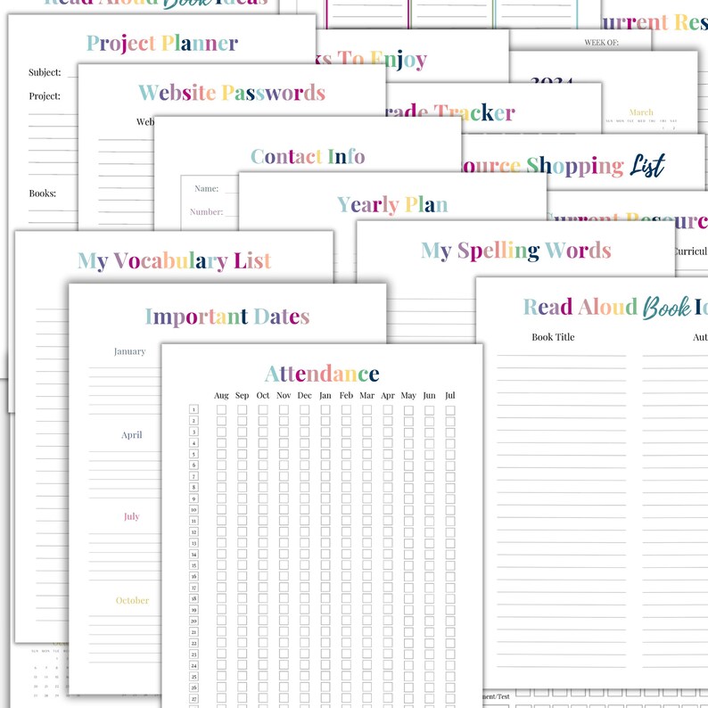 Homeschool Student Planner Printable Lesson Planning Pages Homeschool ...
