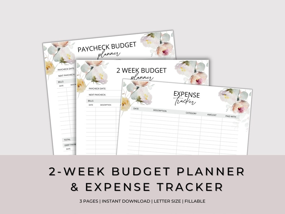 2 Week Budget Planner Printable, Biweekly Paycheck Budget & Expense ...