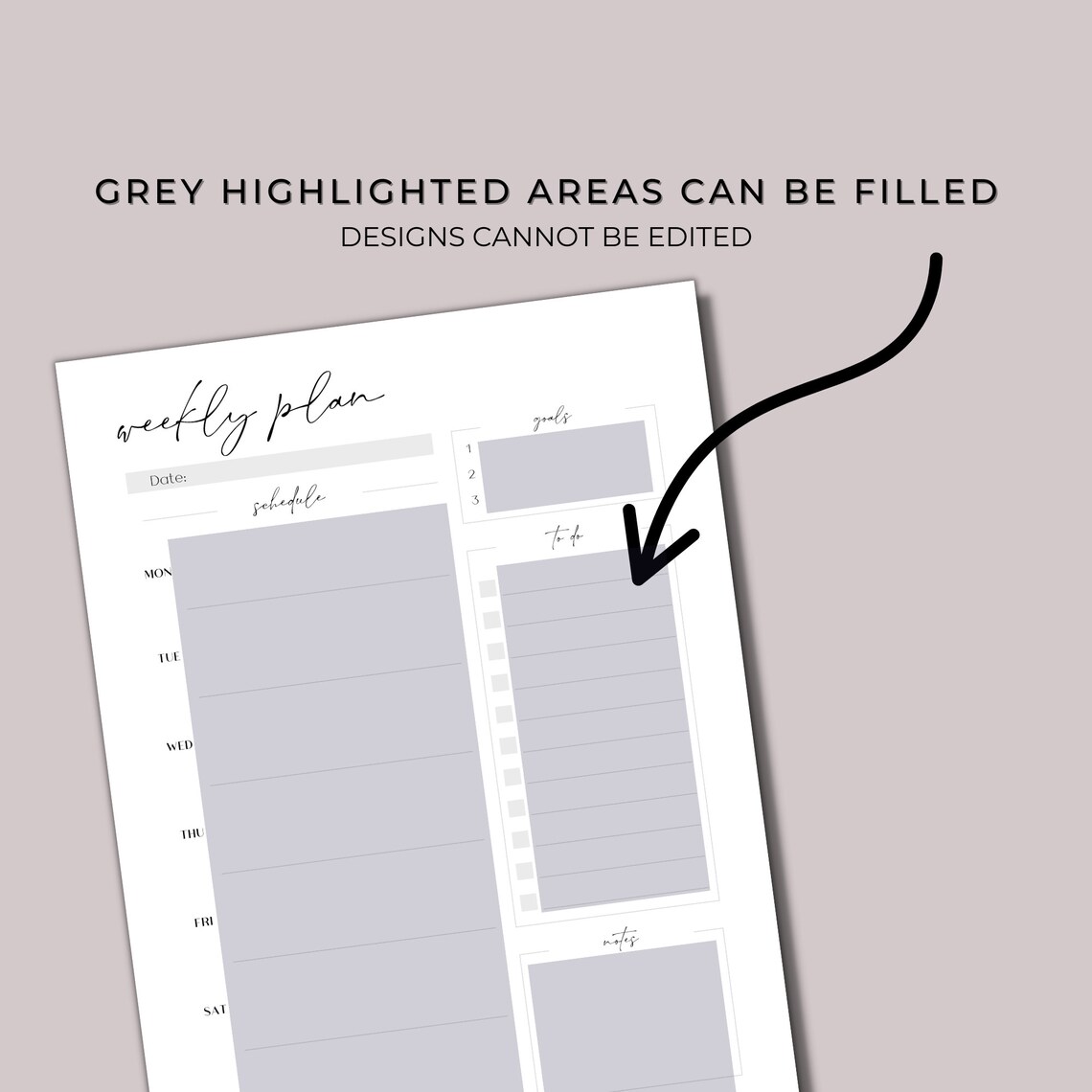 Weekly Planner Printable, 7 Day Printable Planner Template, Weekly ...