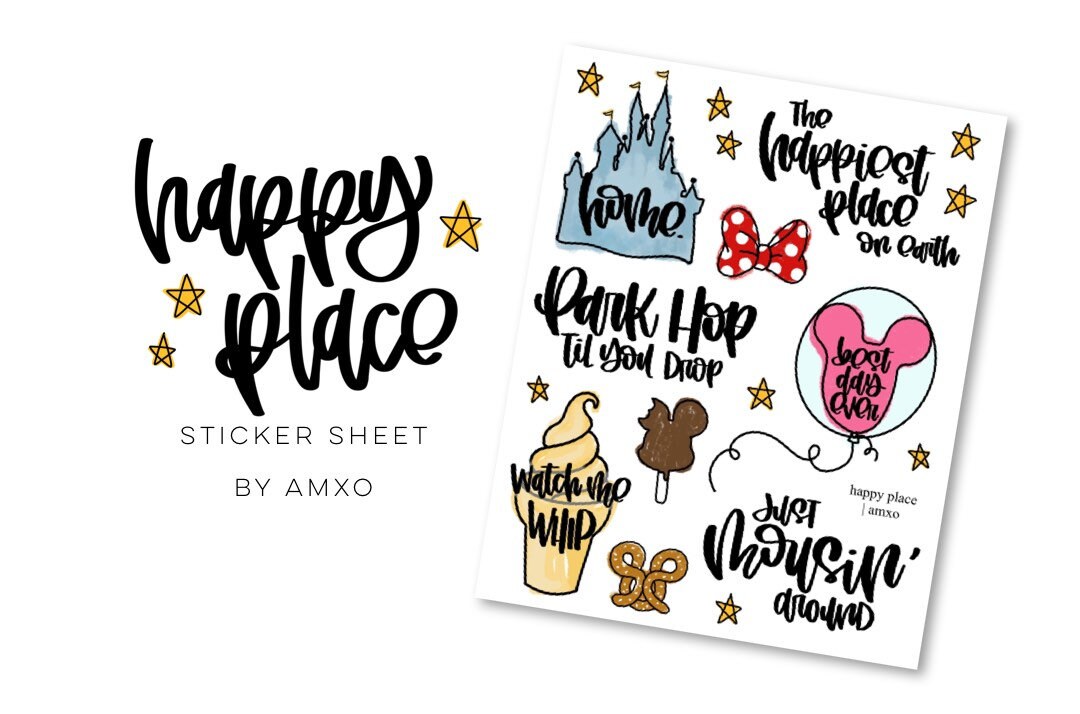 HAPPY PLACE- Theme Park Inspired Lettering and Illustrations for your…