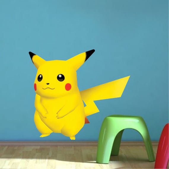 Kids Pikachu Pokemon Wall Decal Vinyl Wall Art Gotta Catch Em All Pika Ash Pokemon Go Removable Wall Decals Cartoon Wall Designs A32
