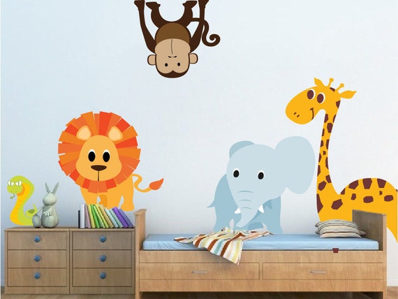 Przedszkola Zoo Zwierząt Naklejki ścienne Mural Dzieci Pokój Etsy