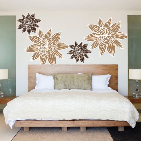 flower wall decal murals flower art stickers bathroom wall | etsy