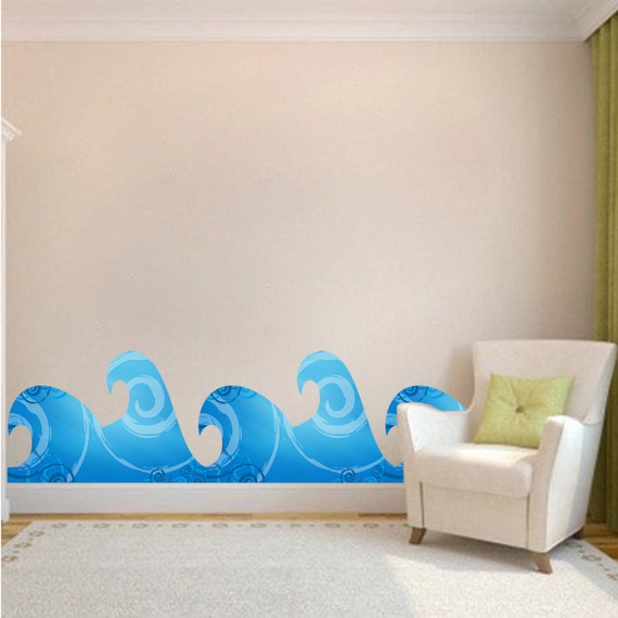kids wave decals wave art sticker wave wall murals bedroom | etsy