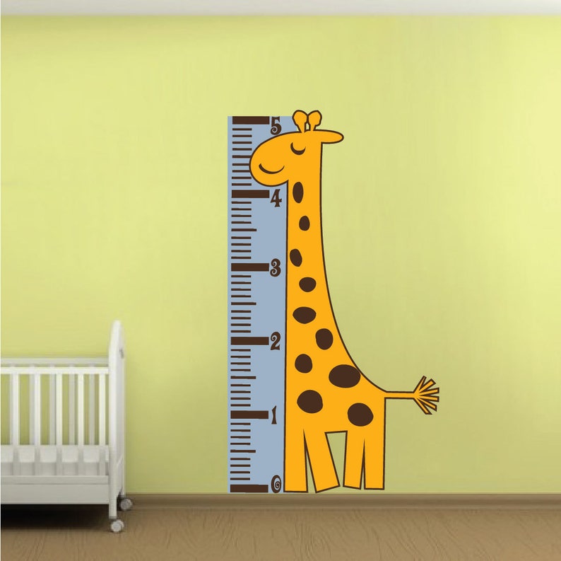 measure chart wall decal giraffe height chart murals growth | etsy