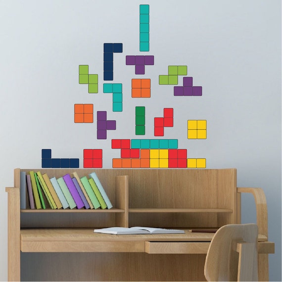 Tetris Wall Decal Design Kids Video Game Bedroom Wall Sticker Etsy