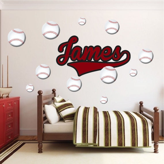 Baseball Wall Decals Boys Bedroom Baseball Wall Sticker Sports Bedroom Wallpaper Boys Baseball Wall Decor Baseball Wallpaper Sport Art N16