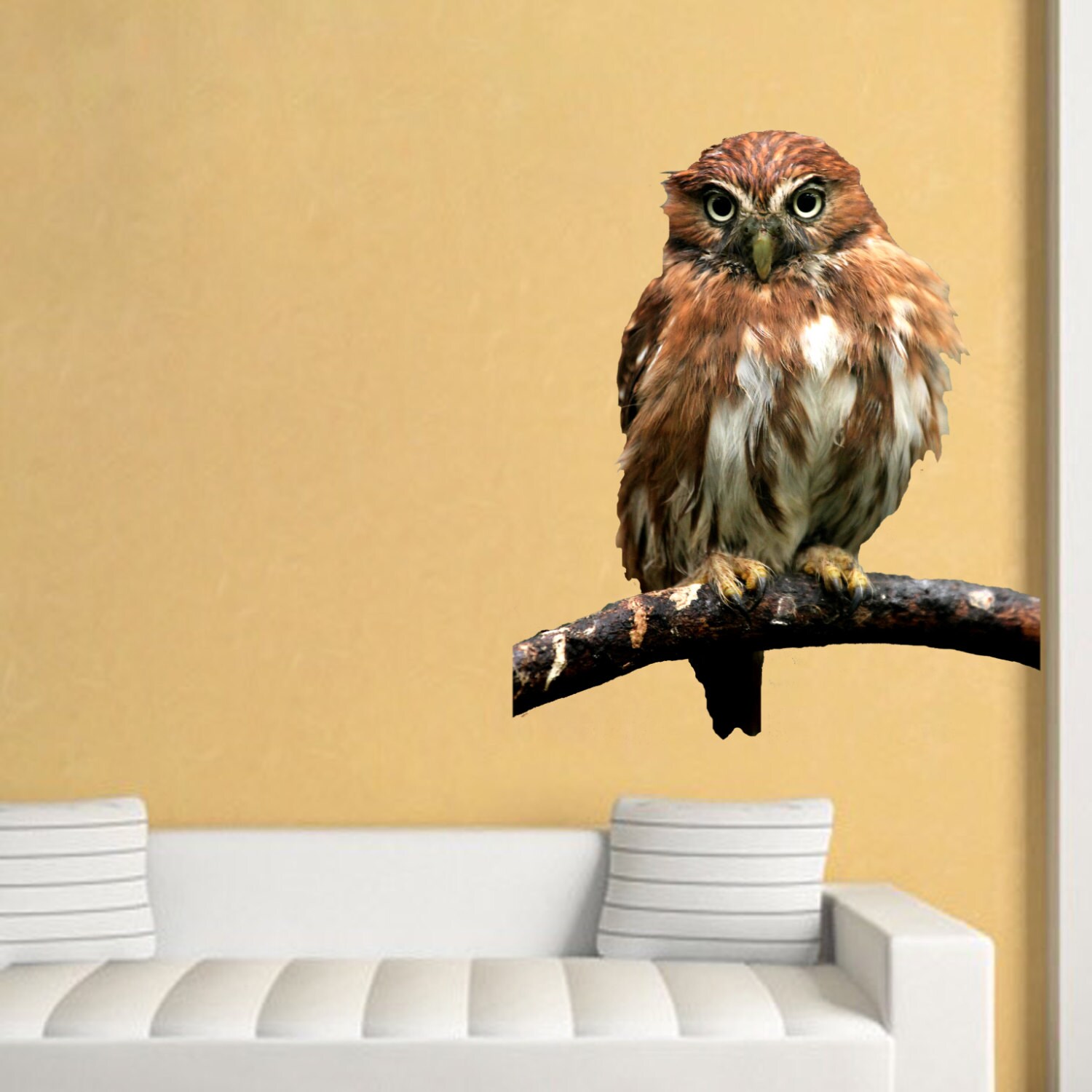Owl Wall Decal Cute Owl Wall Art Stickers Owl Wall Adhesive Etsy