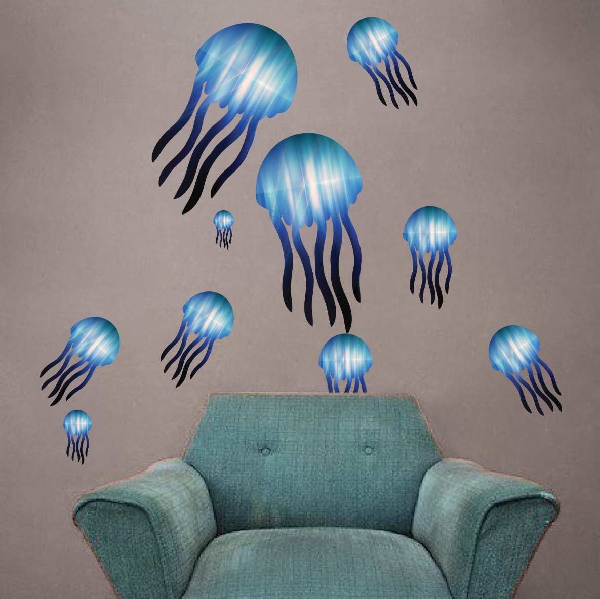 Kids Jellyfish Bedroom Decals Glowing Jellyfish Wall Murals Etsy