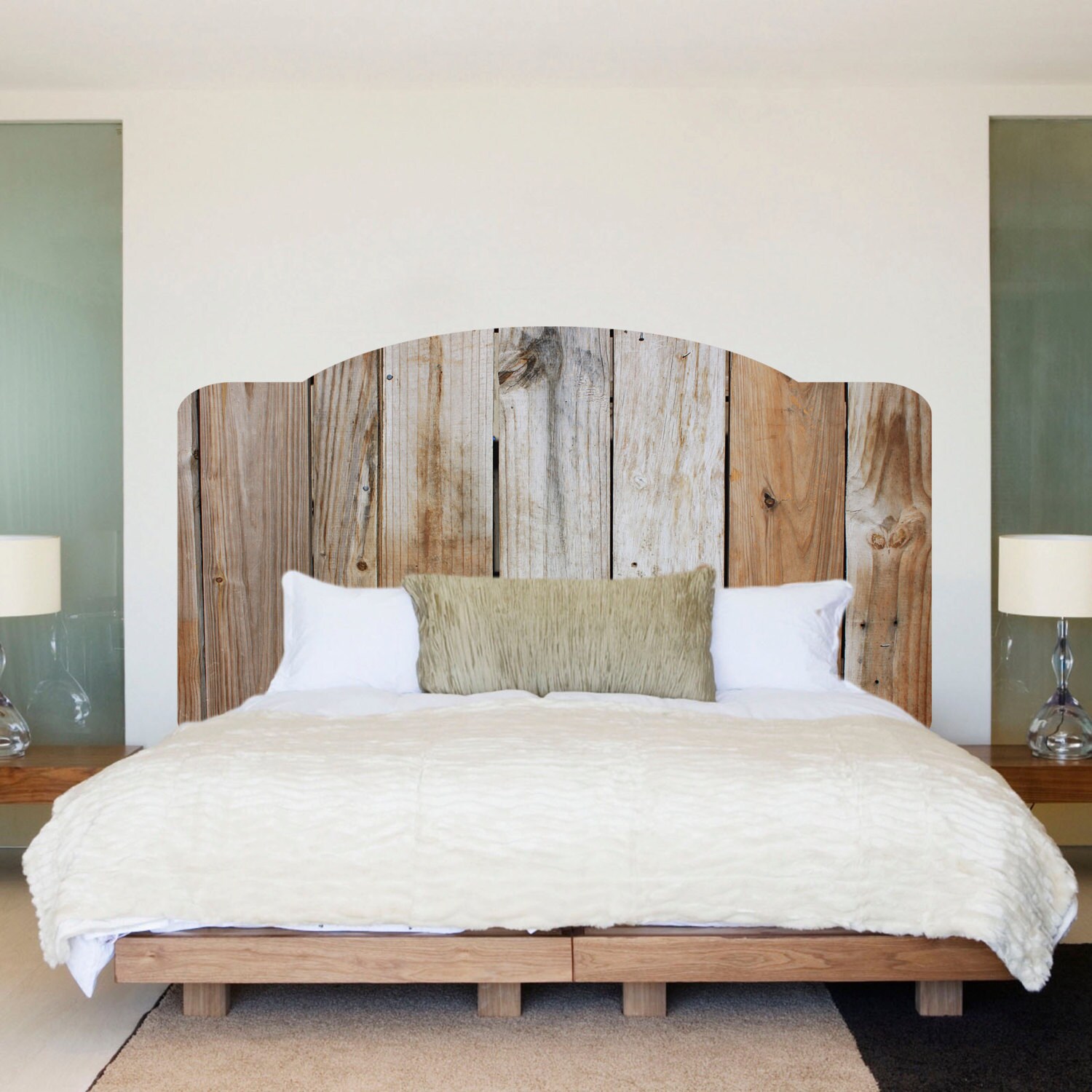 Rustic Wood Headboard Wall Decal Mural 50