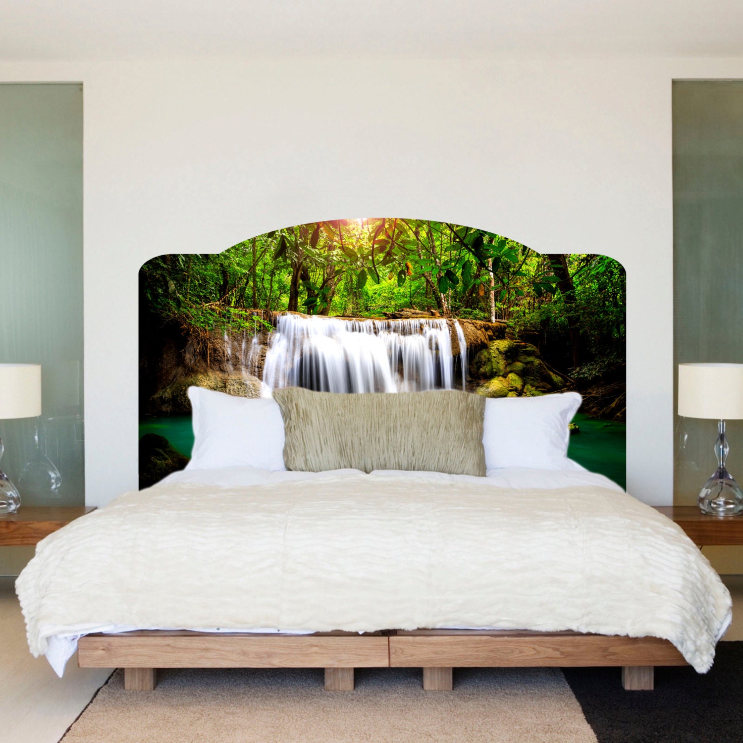 Waterfall Bed Headboard Wall Mural Art Sticker For Bedrooms Decal A10