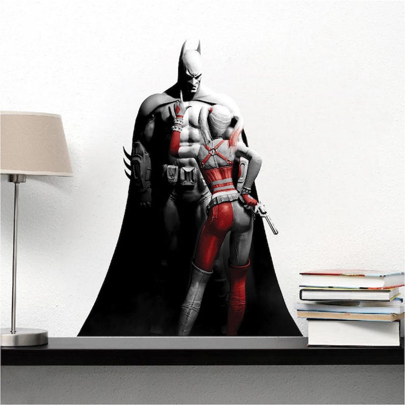 Batman And Harley Quinn Wall Decal Black And White Batman Wall Vinyl Arkham Batman Wall Mural Vinyl Wall Design Wall Decor Dc Comics S82