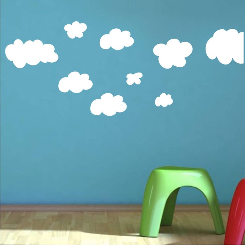 kids bedroom cloud wall decals cloud wallpaper stickers | etsy