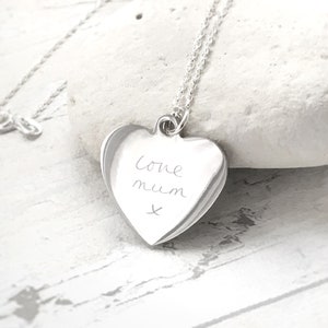 Engraved handwriting pendant, actual handwriting necklace, handprint jewelry, memorial jewellery, photo engraving, handprints, Mothers Day,