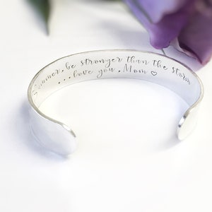 Daughter Gift | Gift for girls | Gifts for her | Daughter quotes | cuff bracelet for her | stronger than the storm | Personalized Jewelry