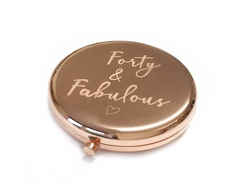 Forty and Fabulous Mirror compact | 40th Birthday Gift | 18th | 21st | 30th | 40th | 50th | Personalised Gift | Womens Birthday Gift