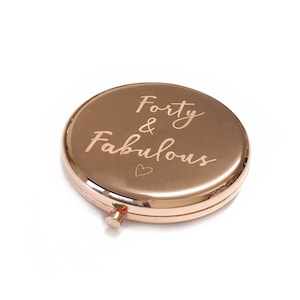 Forty and Fabulous Mirror compact | 40th Birthday Gift | 18th | 21st | 30th | 40th | 50th | Personalised Gift | Womens Birthday Gift