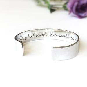 Womens Gifts | Friendship Gift | Womens gift | Gifts for Her | She believed she could so she did | Quote Gifts | Cuff Bracelet