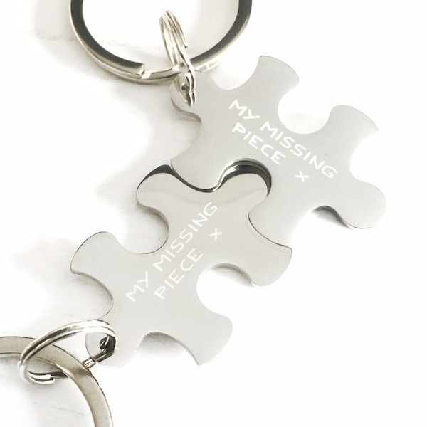wedding anniversary gift,  11 year anniversary, personalised Wedding gift, My Missing Piece, Couples keyring, steel Puzzle keychain,