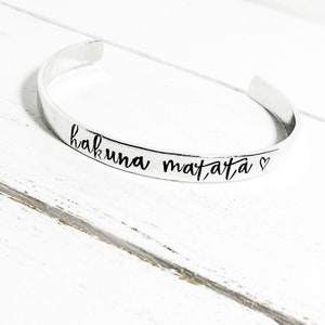 Hakuna Matata bangle | Personalized Gift | Hand Stamped Gift | Personalized Bracelet | Inspirational gifts | Jewelry By Designs by Zuzu