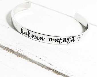 Hakuna Matata bangle | Personalized Gift | Hand Stamped Gift | Personalized Bracelet | Inspirational gifts | Jewelry By Designs by Zuzu