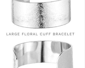 Bracelets pour femmes | Bracelet Devis personnalisé | Des idées cadeaux pour son | Bracelet manchette floral personnalisé | Manchette florale Large Band