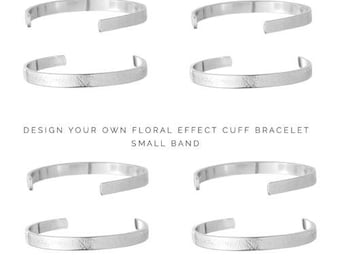 Personalized Cuff Bracelet | Personalised hammered Bracelet | Custom Quote Floral Cuff Bracelet | Gift ideas for Her | Floral Cuff Bracelet