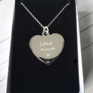 Mothers Day, Engraved handwriting pendant, Valentines gift, fiance gifts, actual handwriting, gift for mums, photo engraving, handprints,