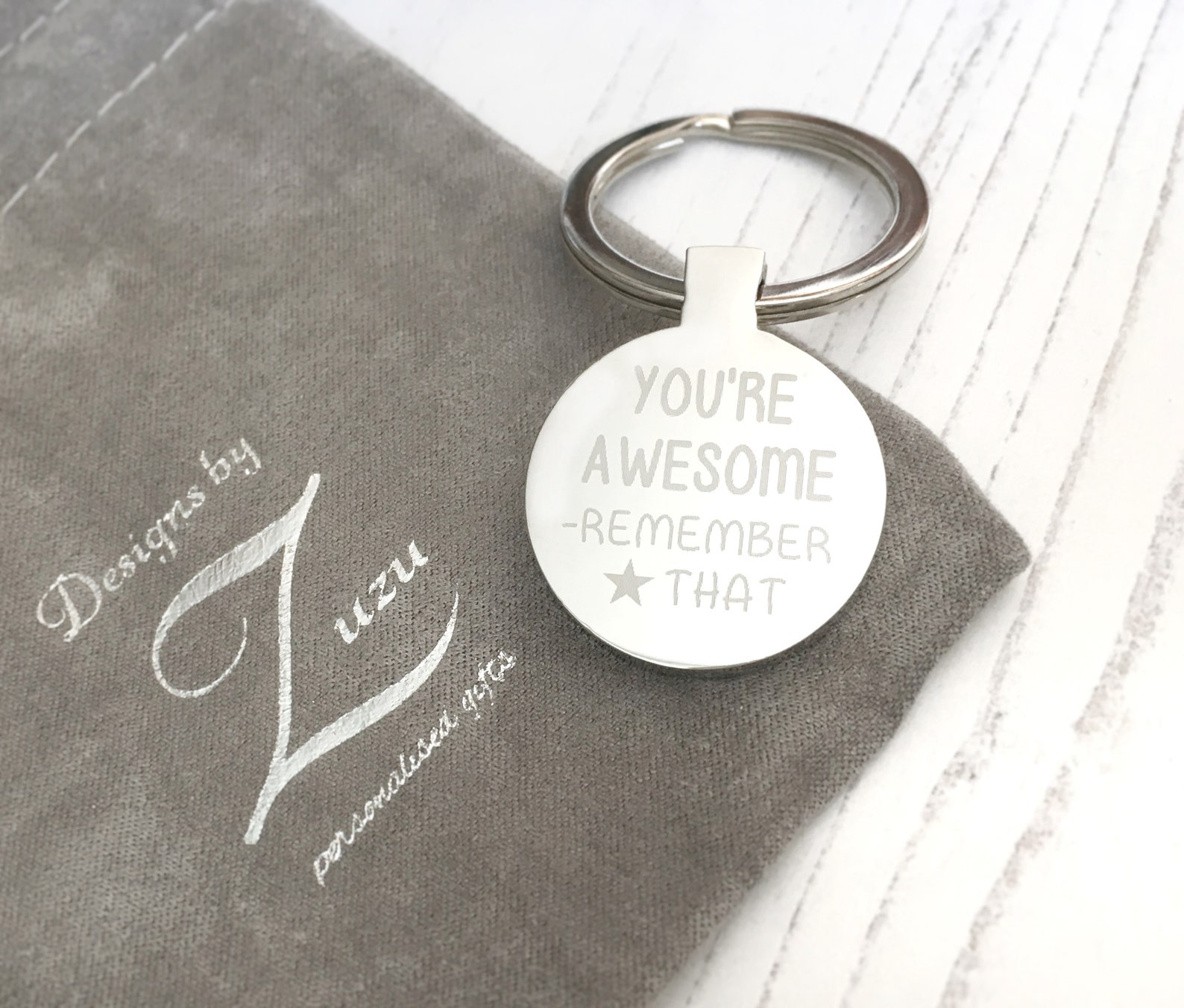 Engraved You're Awesome Round Keyring Stainless Steel Etsy