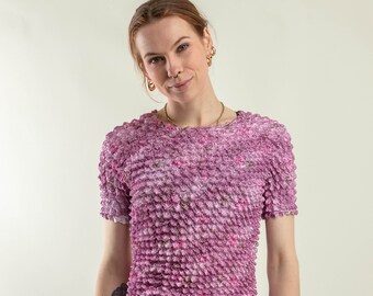 Vintage Pink Popcorn Top 90s Scrunchy 