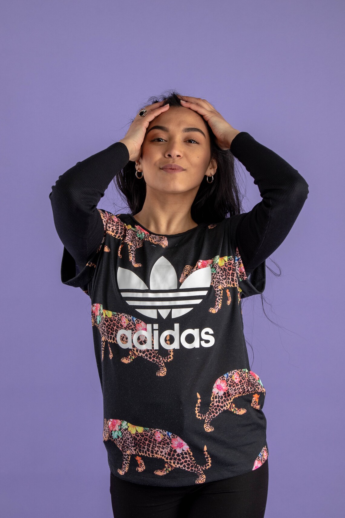 Vintage women's Adidas T-shirt 00s Adidas sports floral | Etsy