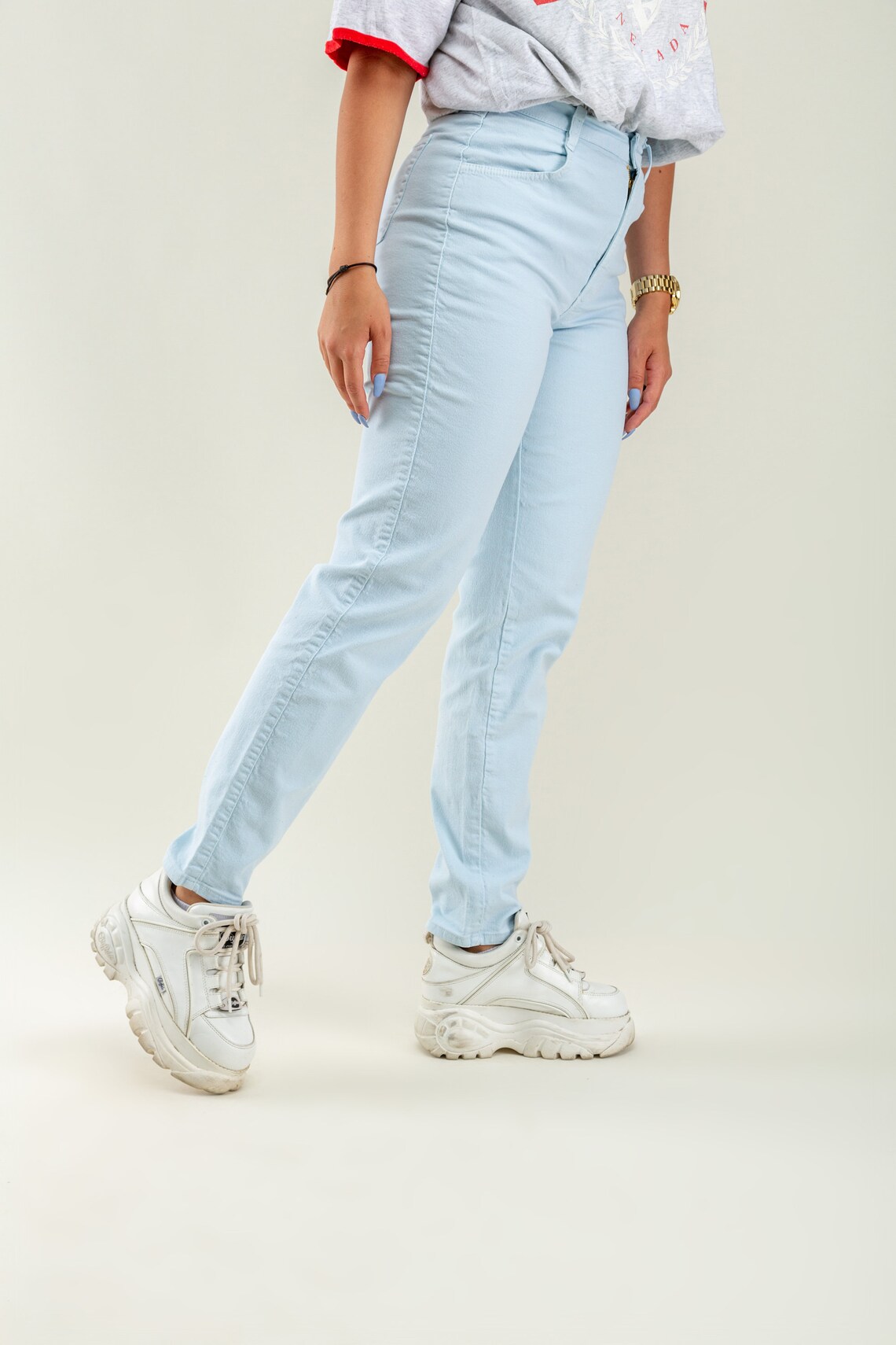 light blue stretch jeans