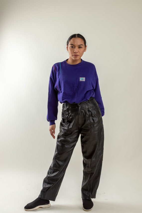 Vintage Black Leather Tapered Trousers 