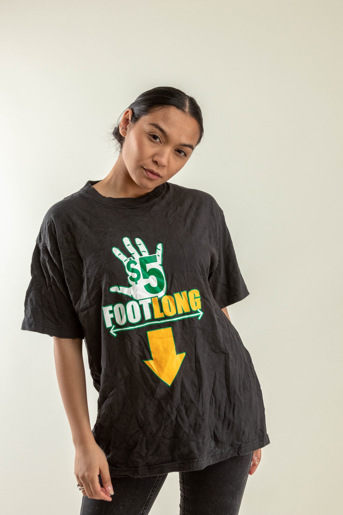 90s Foot long Subway logo T-shirt Funny T-shirt Vintage | Etsy