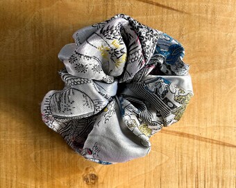 Giant hair scrunchie | Sustainable oriental print scrunchie | Made from leftover vintage oriental silk fabric