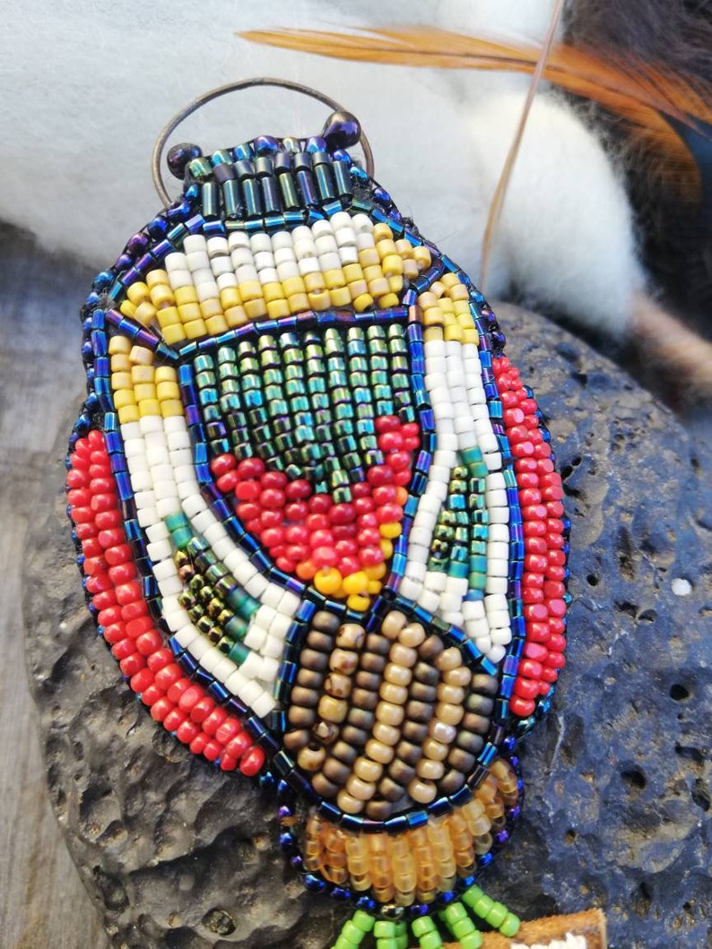 embroidered beads handmade Native jewelry earing Native bead work beetle earrings earrings new series Dance with beetles