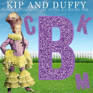 GLITTER Alphabet Outlined Clip Art, 300 DPI PNG Clip Art, Digial Glitter Letters Purple, Instant Download